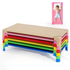 Single stackable daycare cot in beige, showcasing smooth edges and sturdy metal construction for children's safety and.