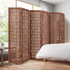 6-panel solid wood room divider showcasing a rustic cut-out design, perfect for flexible space management in any room.