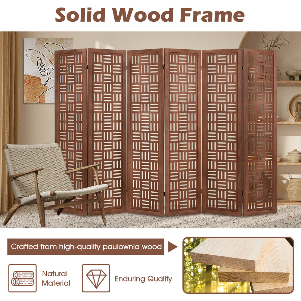 Close-up view of the solid wood room divider's intricate cut-out pattern, showcasing the natural grain of high-quality.