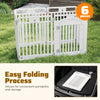 6-panel tall dog playpen in white, made of HDPE, features a locking door and easy folding for storage and portability.