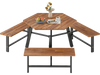 6 Person Acacia Wood Picnic Table Bench Set with 3 Seats