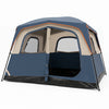 6-Person Camping Tent Easy Setup Family Cabin Tent with Top Rainfly Mesh Windows-Blue - Gallery View 1 of 1
