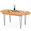 Teak wood patio dining table for 6, featuring a durable design and metal legs, perfect for outdoor gatherings.