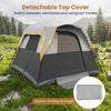 Spacious 6-person outdoor camping tent with detachable top cover for ventilated or rainproof modes, ideal for group trips.