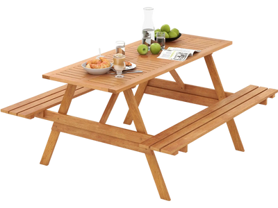 Costway 6 Person Patio Picnic Table Set Rectangle 2 Benches Umbrella Hole 69321485 New