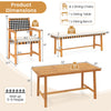 6-piece patio dining set featuring solid acacia wood, includes table, bench, and 4 armchairs for outdoor gatherings.