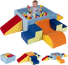 Colorful 6-piece toddler climbing toys set with ball pit, slopes, and stairs for fun and safe playtime.