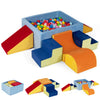 Colorful 6-piece toddler climbing toys set with ball pit, slopes, and stairs, designed for comfort and imaginative play.
