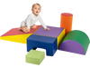 Colorful 6-piece foam climbing blocks set with soft PU cover, perfect for indoor play and enhancing kids' creativity.