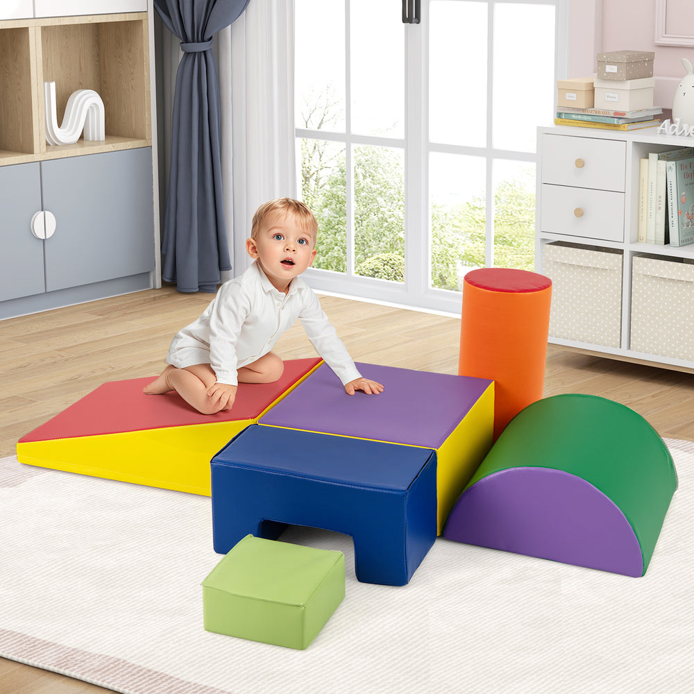 6 Pieces Foam Climbing Blocks Indoor Climb and Crawl Activity Playset with Rectangles-Purple - Gallery View 1 of 11