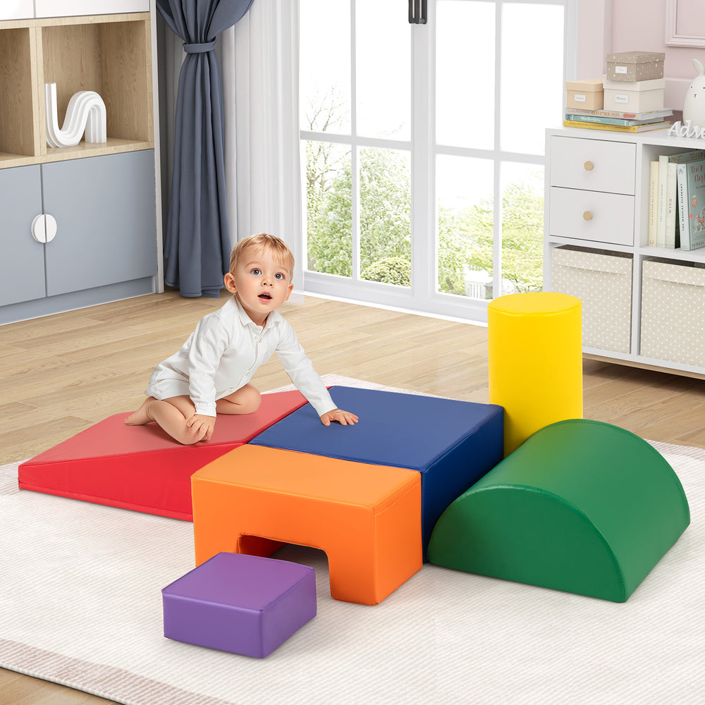 6 Pieces Foam Climbing Blocks Indoor Climb and Crawl Activity Playset with Rectangles-Orange - Gallery View 1 of 10