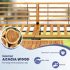 Close-up of the acacia wood texture in the 6-piece patio sofa set, showcasing its natural finish and durability for.