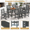 Grey 6-piece patio dining set with HDPE material, wood-like texture, and ample space for outdoor dining.