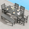 Patio dining set featuring a grey HDPE table and chairs, perfect for outdoor gatherings by the poolside.