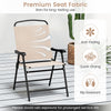 Folding armchair in beige with anti-fading fabric, designed for comfort and easy storage, perfect for outdoor dining.