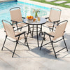 6 Pieces Patio Dining Set with Umbrella and 4 Folding Armchairs-Beige - Gallery View 1 of 11
