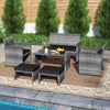 6 Pieces Patio Furniture Set Outdoor Sectional Conversation PE Rattan Sofa Set-Black - Gallery View 1 of 6
