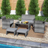 6 Pieces Patio Furniture Set Outdoor Sectional Conversation PE Rattan Sofa Set-Gray - Gallery View 1 of 6