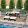 6 Pieces Patio Furniture Set Outdoor Sectional Conversation PE Rattan Sofa Set-White - Gallery View 1 of 6