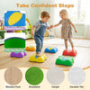 Colorful 6-piece stepping stones with butterfly designs feature a textured surface and TPE anti-slip pad for safe play.