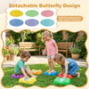 Colorful butterfly-themed stepping stones for kids, featuring detachable accessories for sensory exploration and safe play.