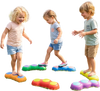 Colorful 6-piece stepping stones for kids feature adorable peanut designs, promoting safe play and fine motor skill development.