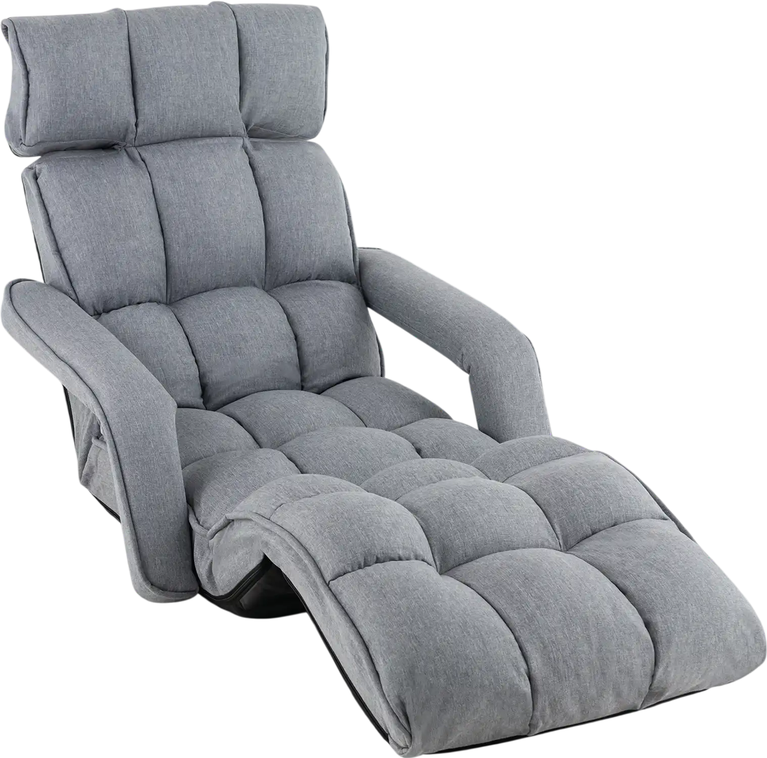 Costway 6-Position Adjustable Floor Chair w/ Armrests Footrest Gray 64983521 New