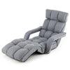 Gray adjustable floor chair with plush cushioning and separate headrest for optimal comfort in any living space.