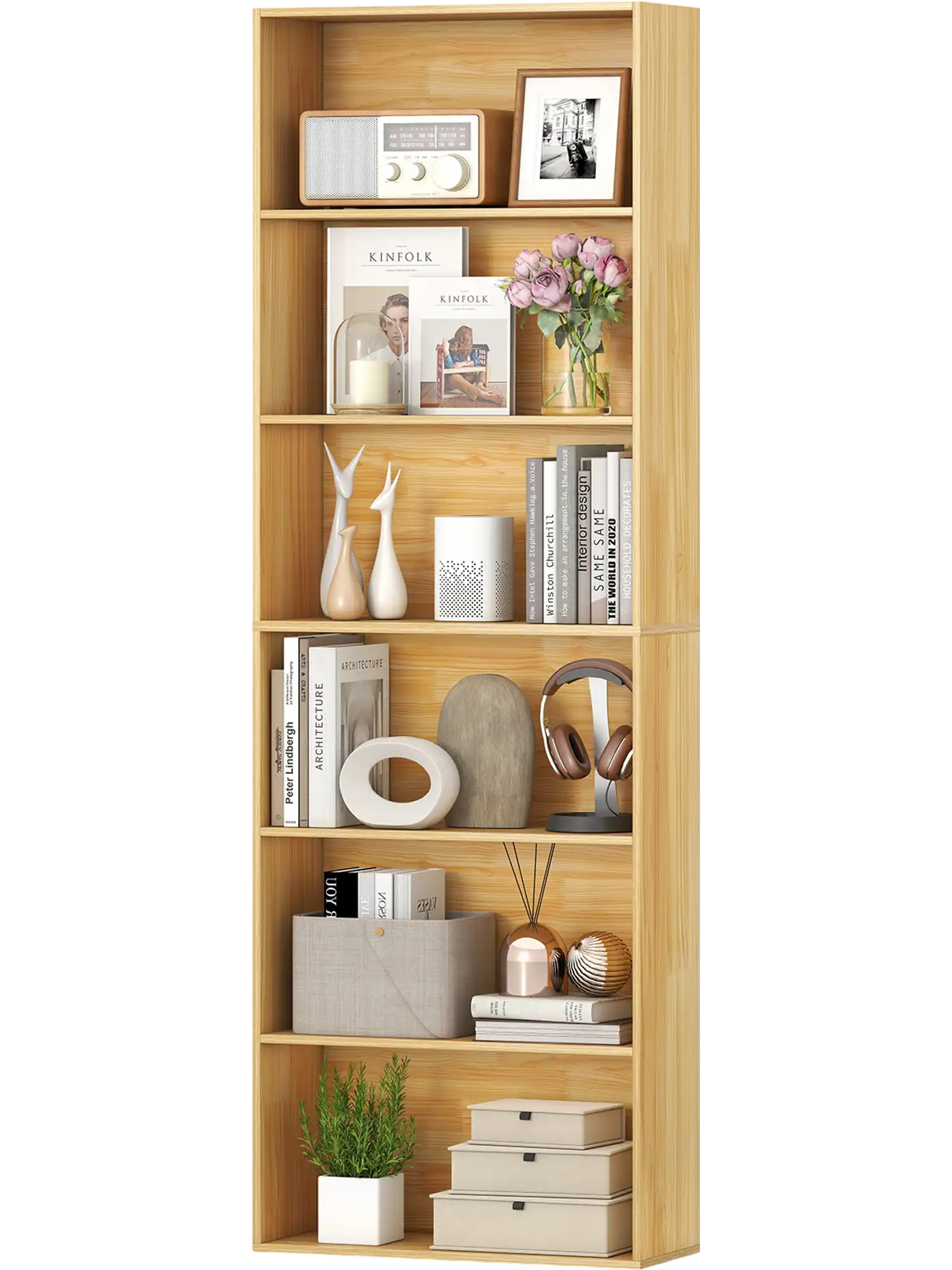 Costway 6-Tier Bookcase Bookshelf w/ 6 Open Shelves Anti-Toppling Kits 743598612 New