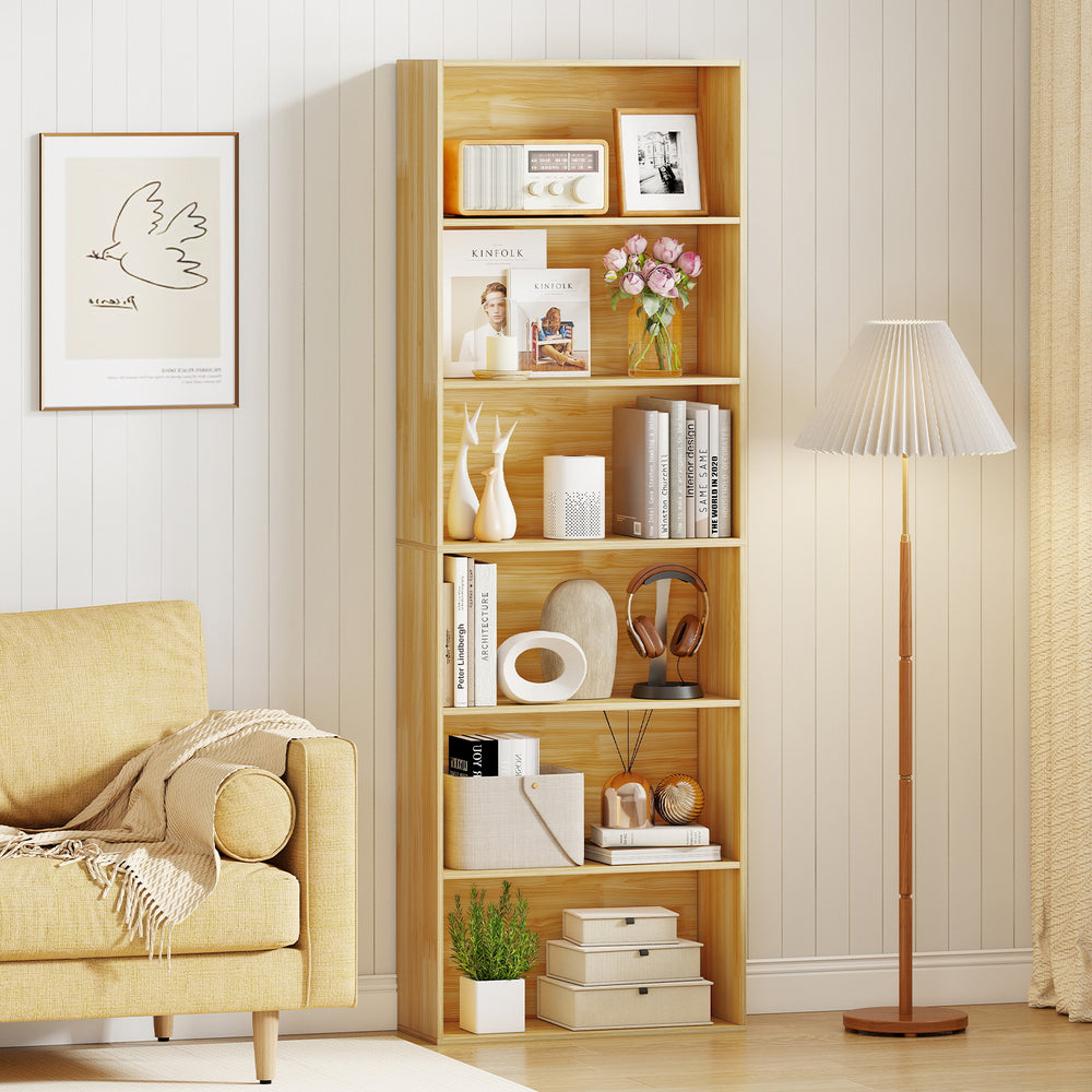 6-Tier Bookcase with 6 Open Shelves and Anti-Toppling Kits-Wood - Gallery View 1 of 9