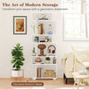 6-tier white bookcase with anti-tipping kit and elevated base, perfect for organizing living rooms and bedrooms.
