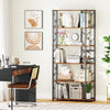 6-tier bookshelf in rustic brown with geometric design, perfect for displaying plants and decorations in any living.