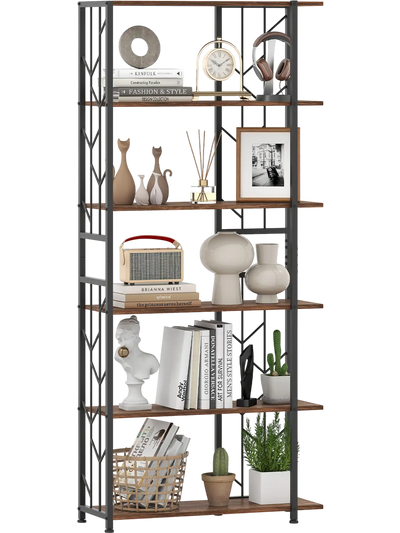 Costway 6-Tier Modern Geometric Bookcase Bookshelf Metal Frame 41780419 New