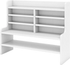 Compact 6-tier desktop organizer in white with 4 removable shelves, ideal for small home office storage and organization.