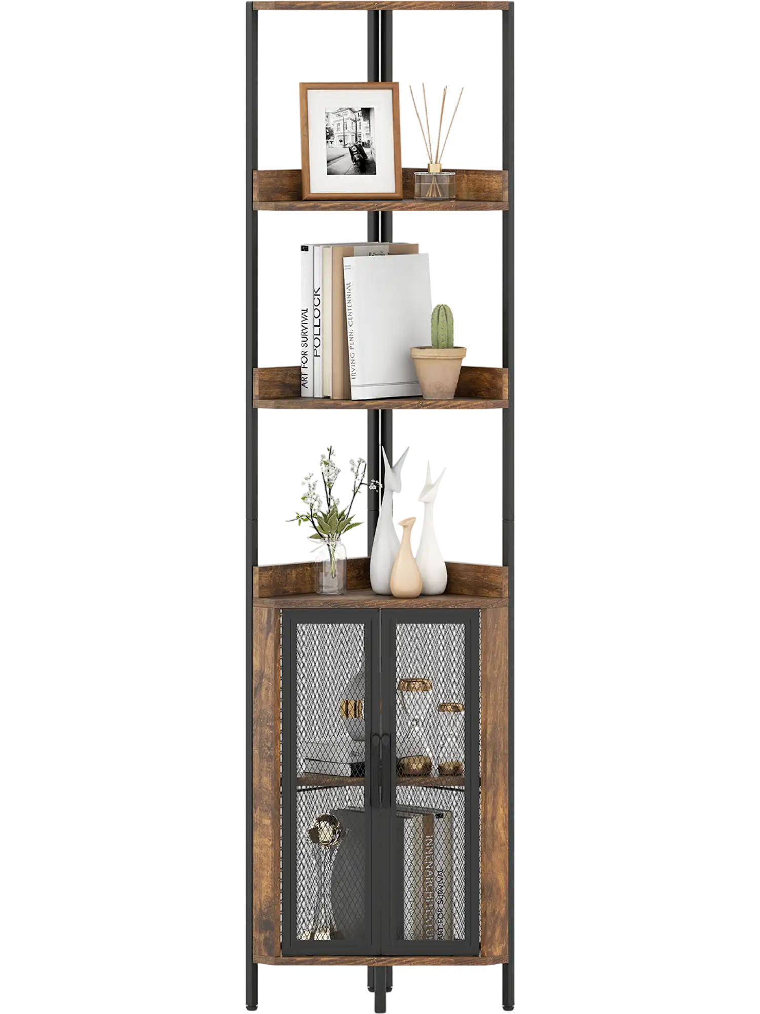 Costway 6-Tier Corner Bookshelf with Cabinet 67