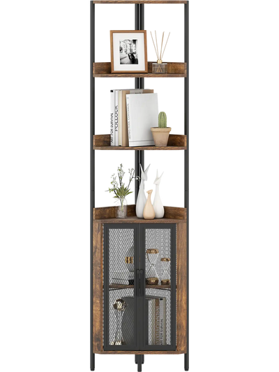 Costway 6-Tier Corner Bookshelf with Cabinet 67