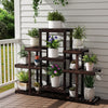 6-tier wood plant display rack made of natural pine, showcasing potted plants on a stable, stylish shelf for outdoor.
