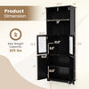 6-tier black bathroom cabinet with adjustable shelves, 2 open compartments, and doors for versatile storage solutions.