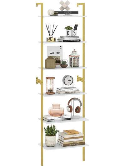 Costway 6-Tier Freestanding Ladder Bookshelf Storage Bookcase Metal Frame 56681941 New