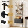 Close-up of the heavy-duty metal frame and firm bolt connection of the 6-tier ladder bookcase in black, ensuring.