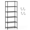 6-tier black metal storage shelving unit with adjustable shelves and 900 lbs capacity, ideal for organizing various.