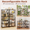 6-tier black metal storage shelving unit with adjustable shelves and V-shaped wire design, perfect for kitchen or.