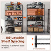 6-tier metal storage shelving unit with adjustable shelves, V-shaped wire racks, ideal for garage and home organization.