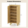 Dimensions of the 6-tier modern wooden shoe cabinet in oak, featuring removable shelves and a spacious countertop.