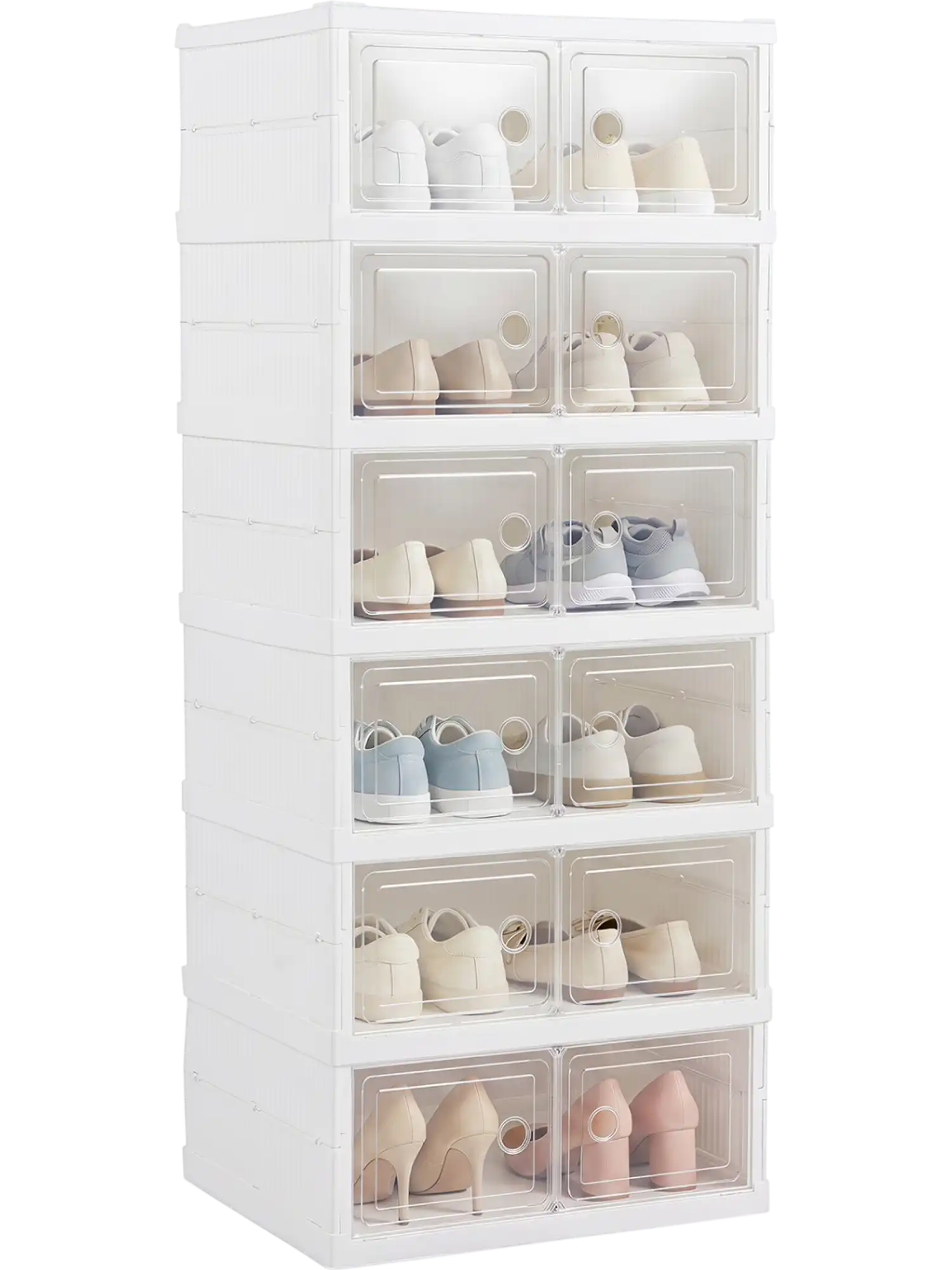 Costway 6-Tier Shoe Organizer Cabinet Clear Doors Portable 12-Pair 60740900 New