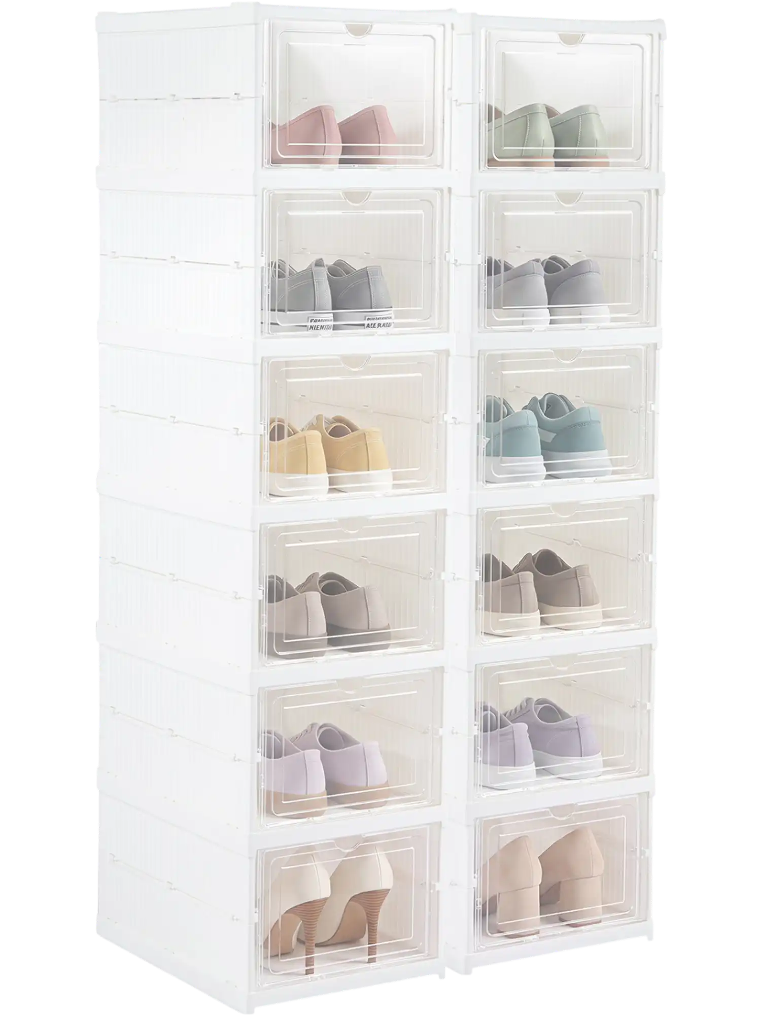 Costway 6-Tier Shoe Organizer Cabinet Set of 2 Clear Doors for 12 Pairs 66004342 New