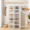 6-tier shoe organizer set in white with clear doors, designed for 12 pairs, ideal for entryway or closet storage.