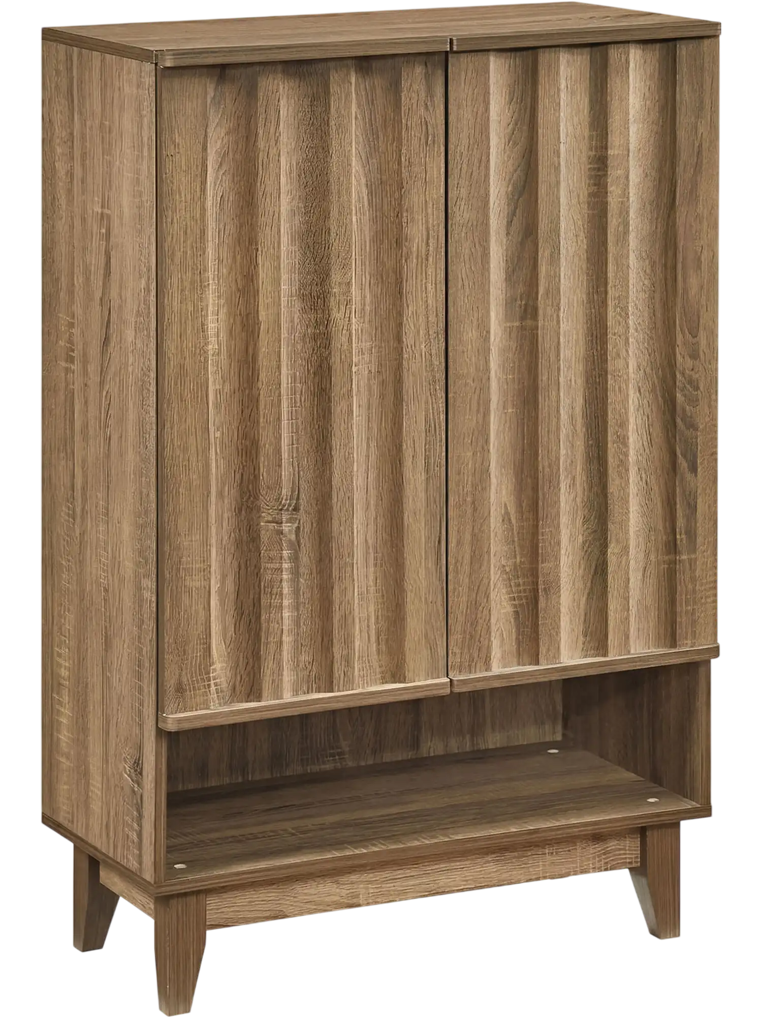 Costway 6-Tier Shoe Storage Organizer Cabinet w/ 2 Fluted Doors 95427704 New