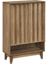 6-tier shoe storage organizer in oak with fluted doors, featuring removable shelves for versatile shoe storage.