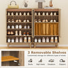 6-tier shoe storage organizer in oak with removable shelves, designed for boots, sneakers, and high heels, ideal for.